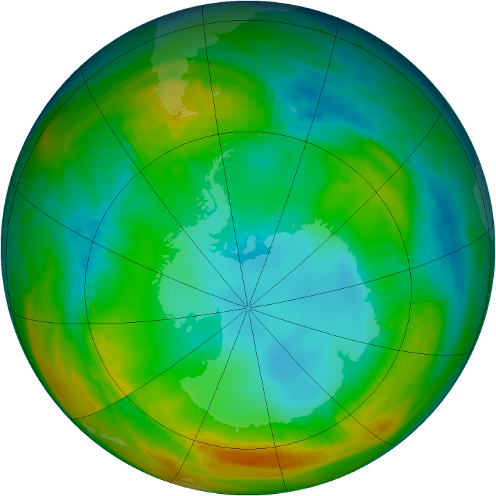 Antarctic ozone map for 20 July 1983